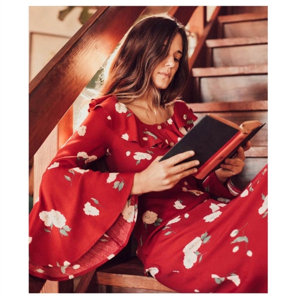 Christy Dawn Crimson Floral 'Florence' dress, EUC